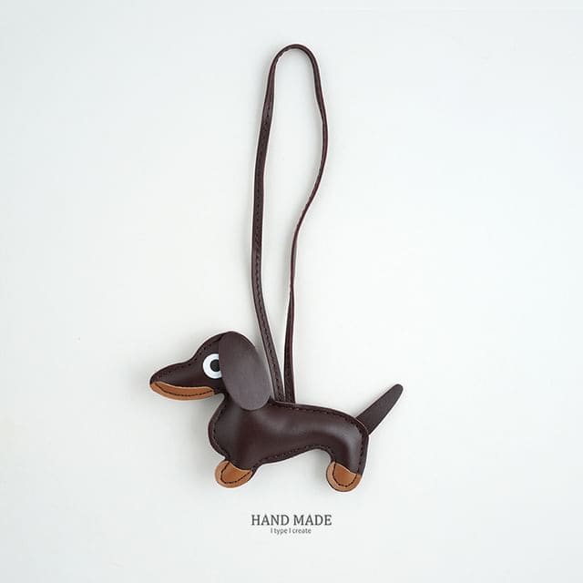 Faux-Leather Dachshund Bag Charm / Key Ring - 2-H138