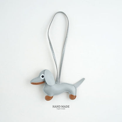 Faux-Leather Dachshund Bag Charm / Key Ring