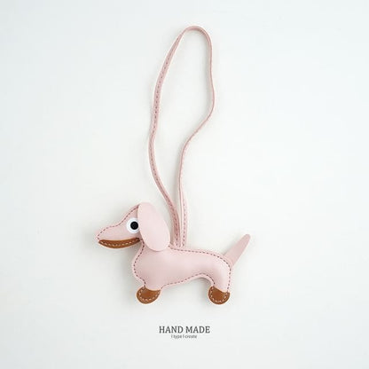 Faux-Leather Dachshund Bag Charm / Key Ring - 3-H139