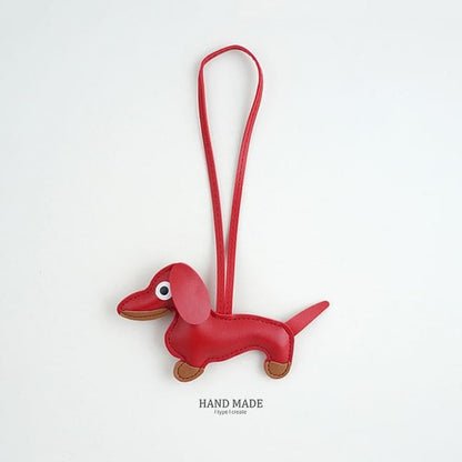 Faux-Leather Dachshund Bag Charm / Key Ring - 5-H141