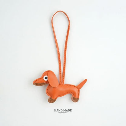 Faux-Leather Dachshund Bag Charm / Key Ring - 6-H142