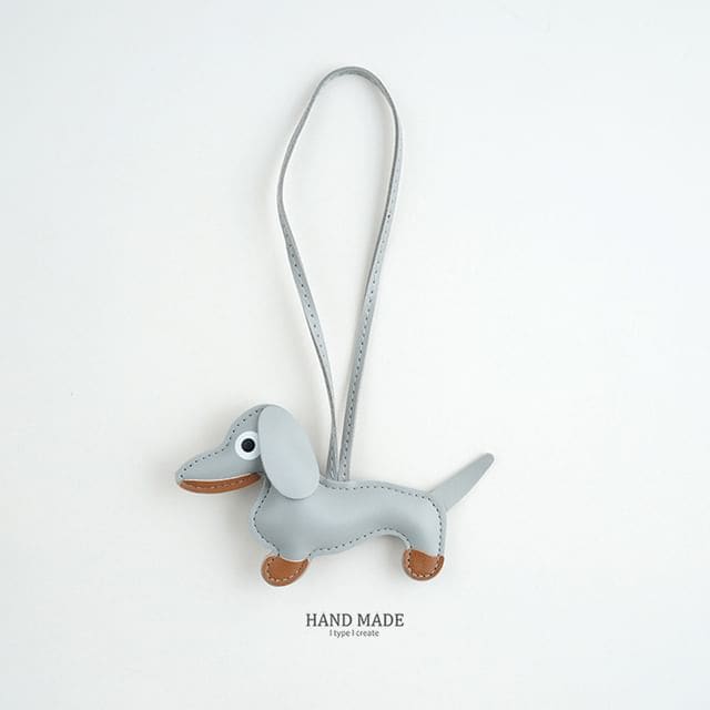 Faux-Leather Dachshund Bag Charm / Key Ring - 7-H143