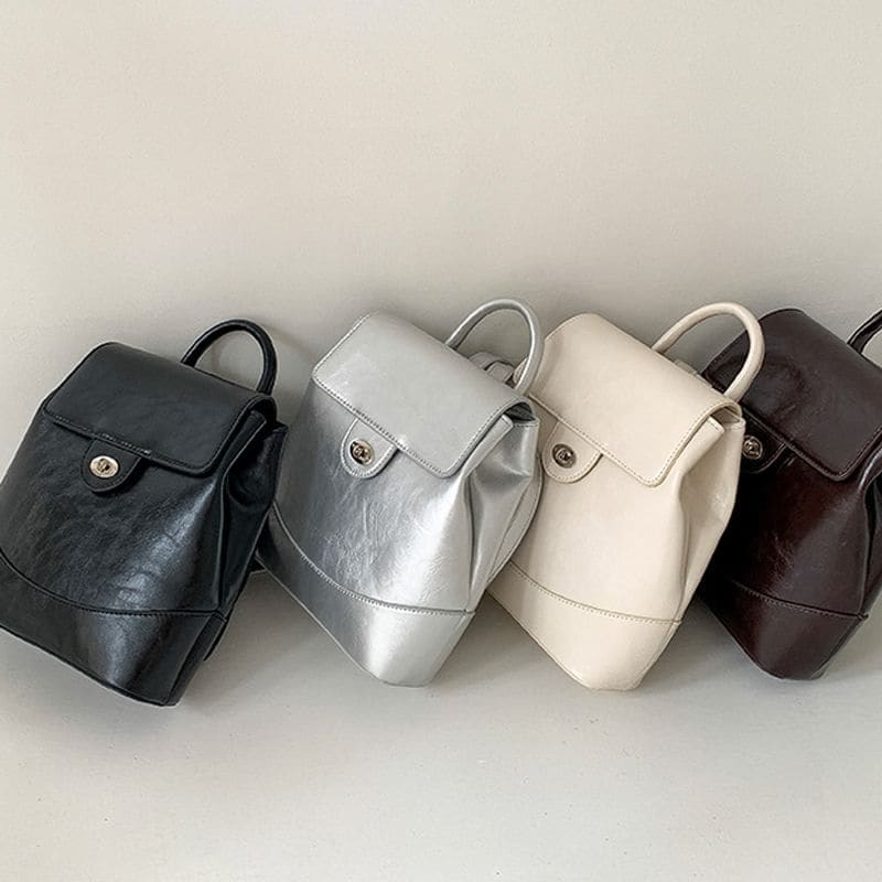 Faux Leather Flap Backpack