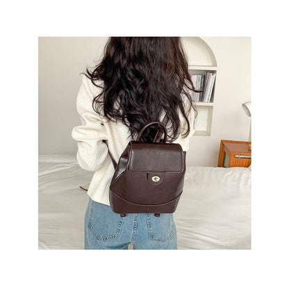 Faux Leather Flap Backpack