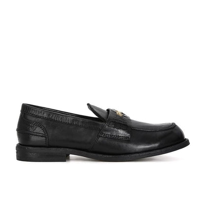 Faux Leather Metal Accent Loafers