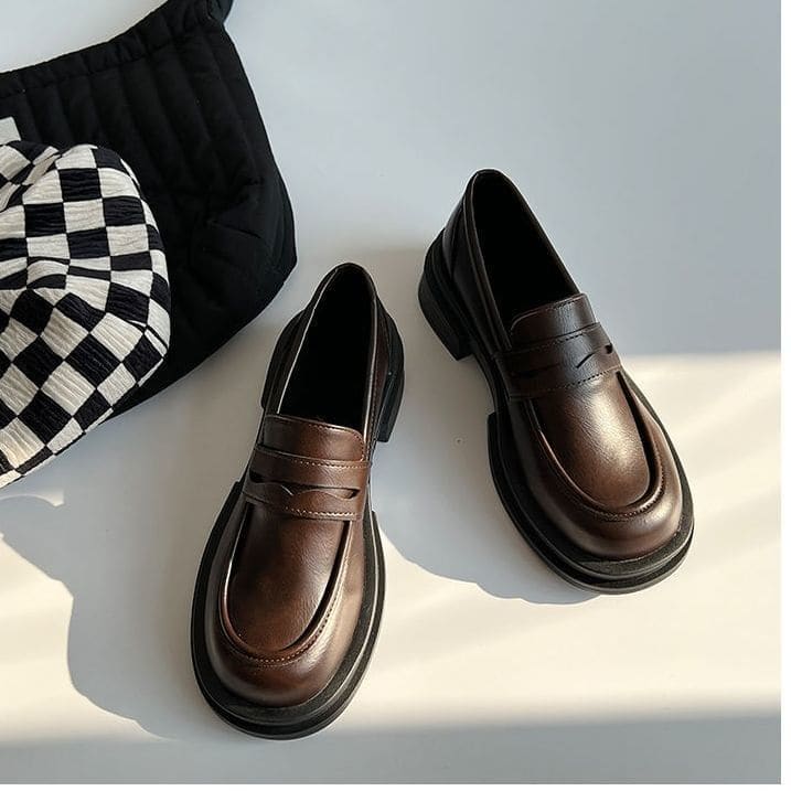 Faux Leather Penny Loafers