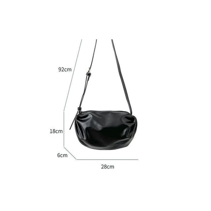 Faux Leather Plain Zip Crossbody Bag