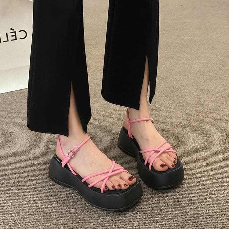 Faux Leather Platform Sandals