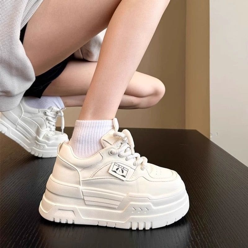 Faux Leather Platform Sneakers