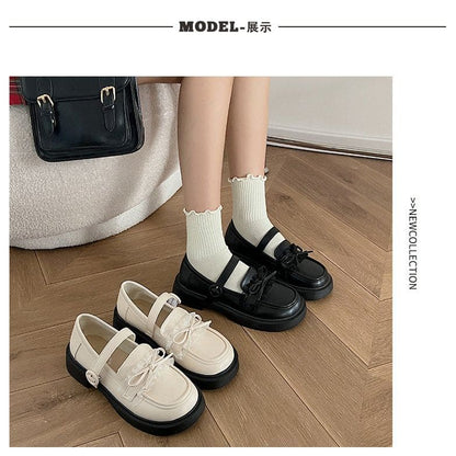 Faux Leather Ribbon Loafers