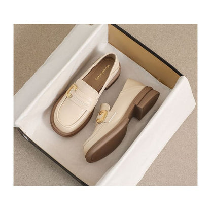 Faux Leather Round Toe Loafers