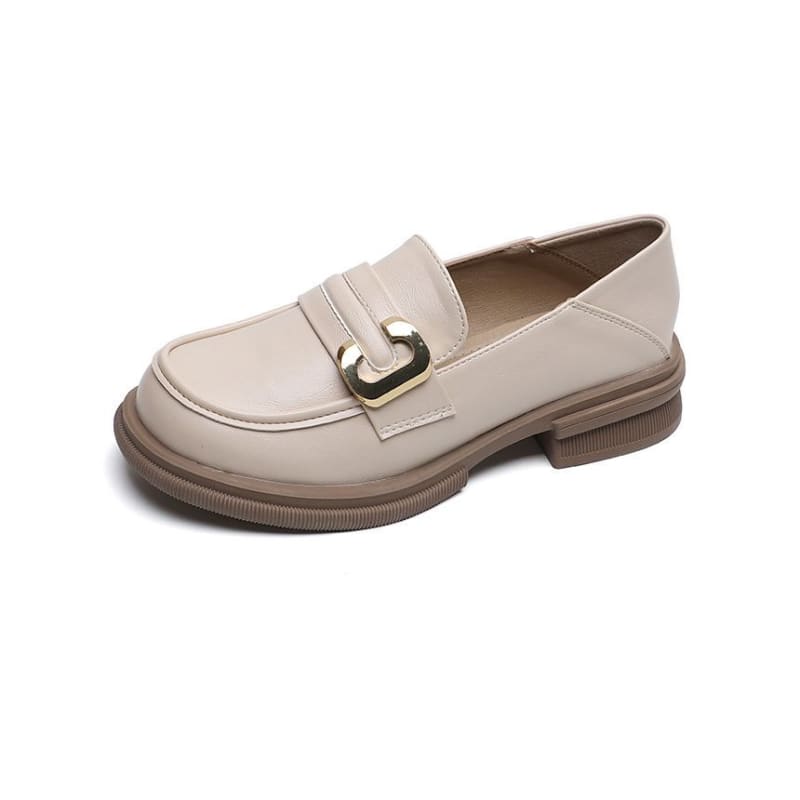 Faux Leather Round Toe Loafers