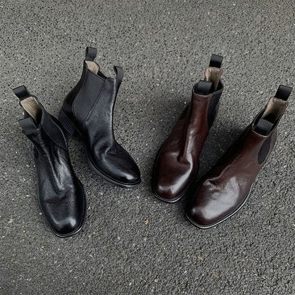 Faux Leather Short Chelsea Boots