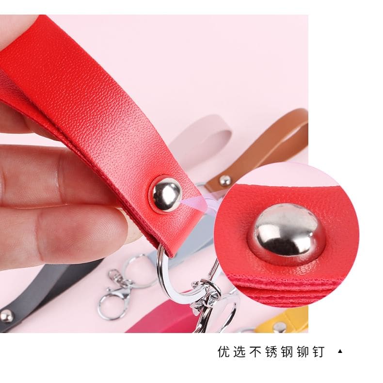 Faux Leather Strap Bag Charm Keyring