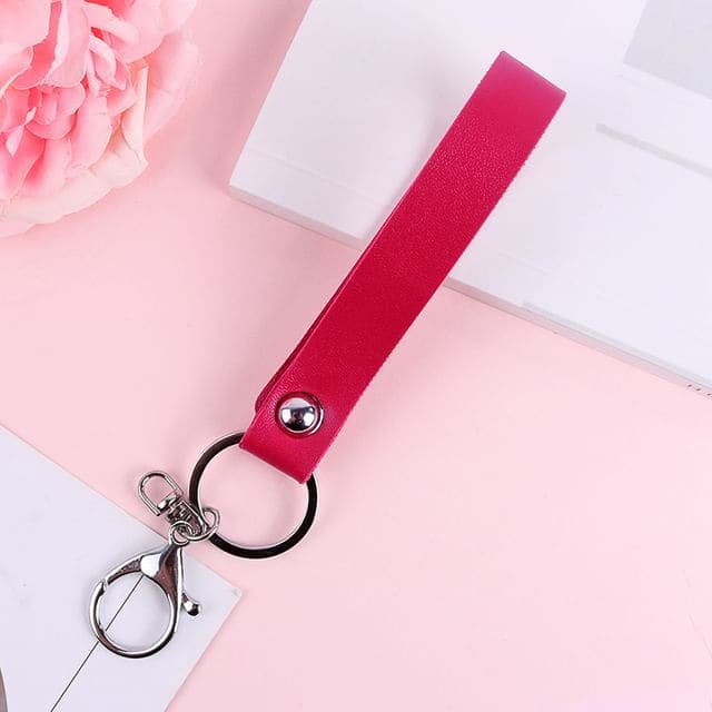 Faux Leather Strap Bag Charm Keyring - Q323-1 - Magenta