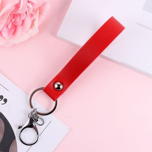 Faux Leather Strap Bag Charm Keyring - Q323-4 - Red