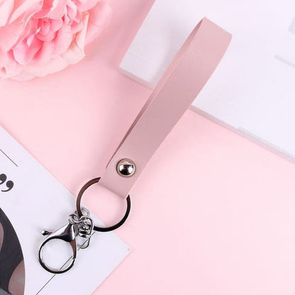 Faux Leather Strap Bag Charm Keyring - Q323-5 - Pink