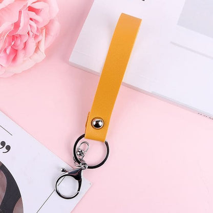 Faux Leather Strap Bag Charm Keyring - Q323-8 - Tangerine