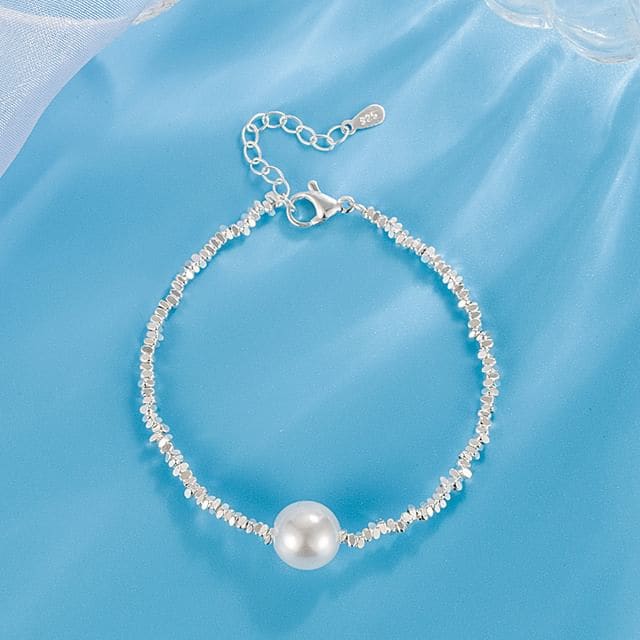 Faux Pearl Alloy Bracelet - White / One Size