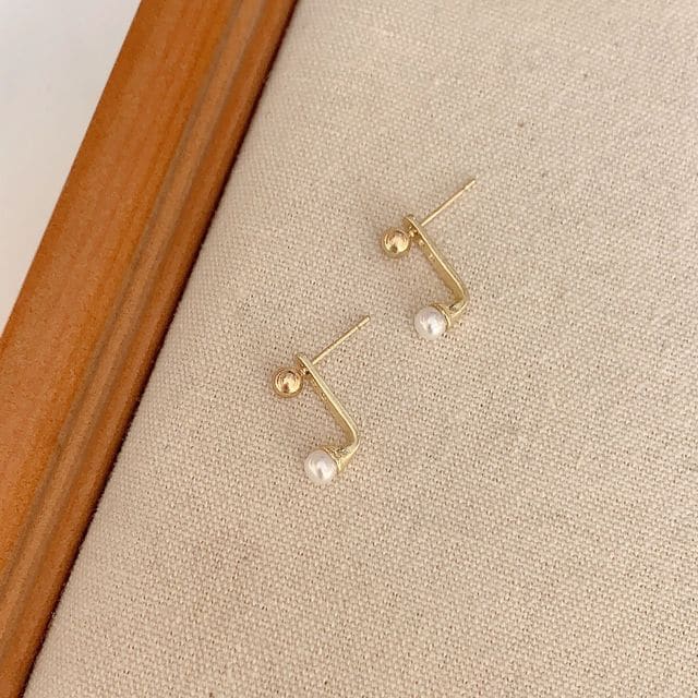 Faux Pearl Alloy Earring (various designs) - 1 Pair