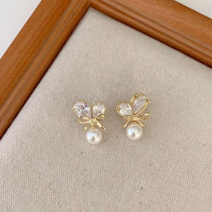 Faux Pearl Alloy Earring (various designs) - 1 Pair