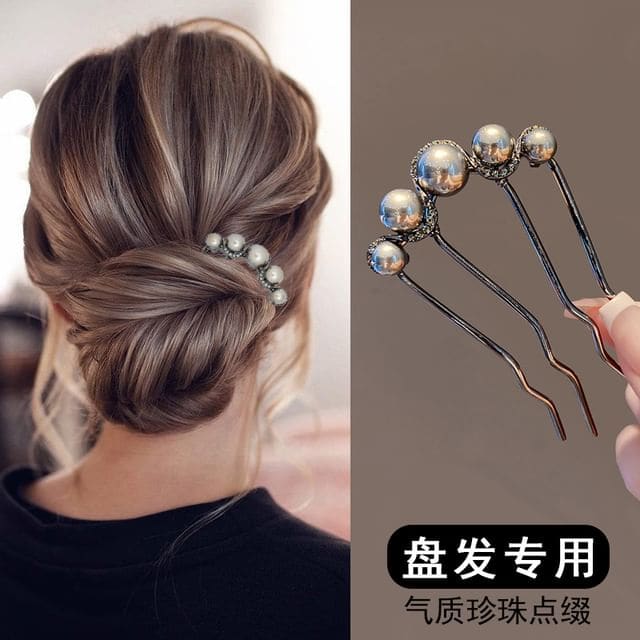 Faux Pearl Alloy Hair Comb - Black / One Size