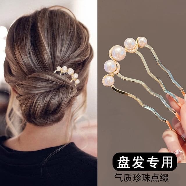 Faux Pearl Alloy Hair Comb - White / One Size