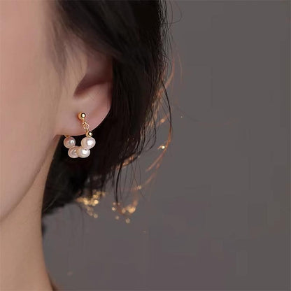 Faux Pearl Alloy Hoop Earring