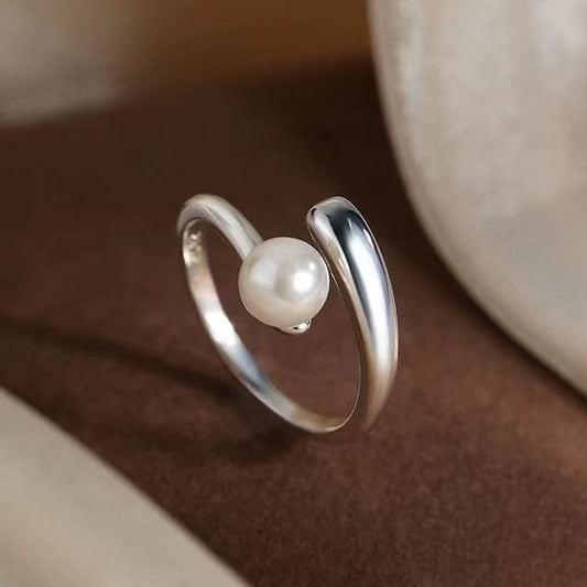 Faux Pearl Alloy Open Ring