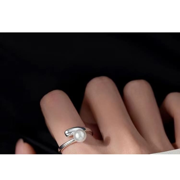 Faux Pearl Alloy Open Ring