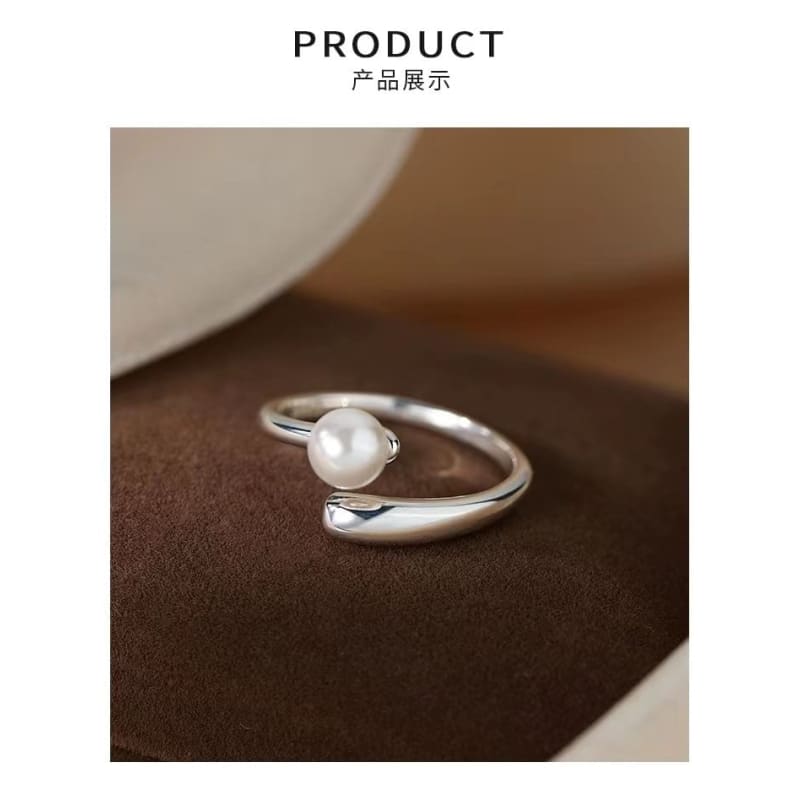 Faux Pearl Alloy Open Ring