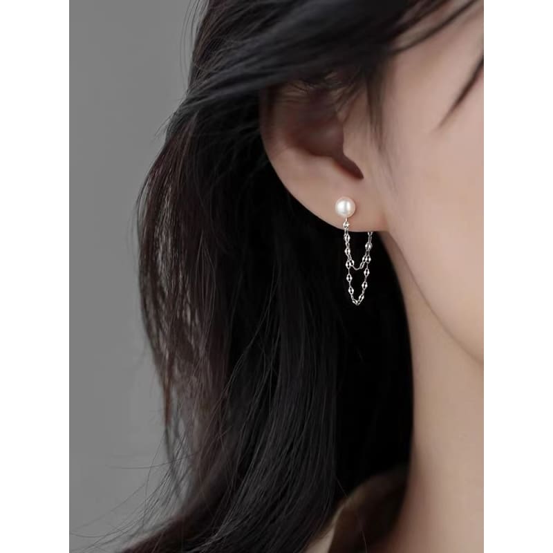 Faux Pearl Chain Alloy Dangle Earring