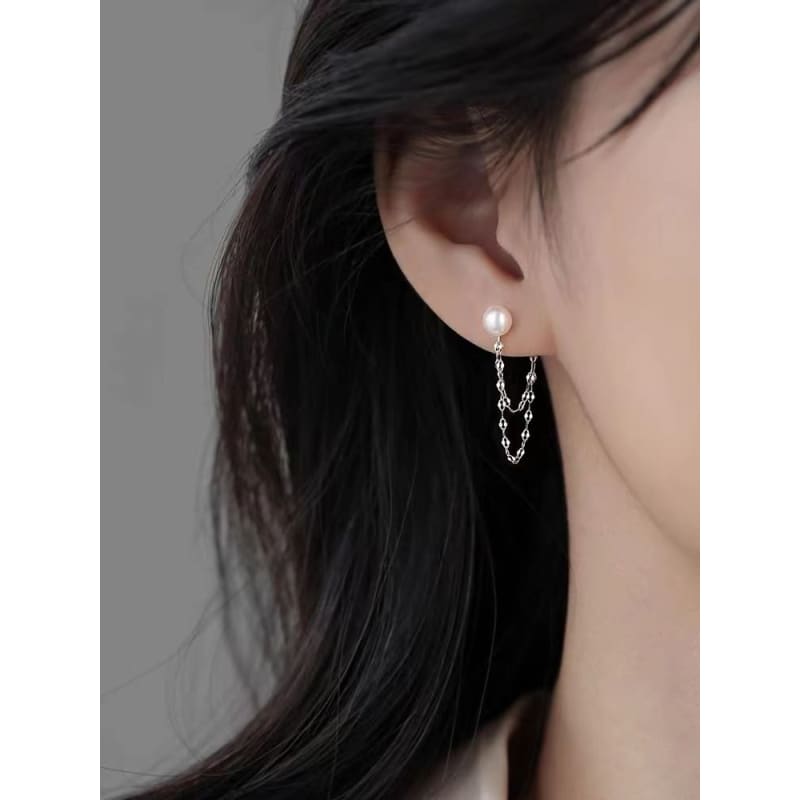 Faux Pearl Chain Alloy Dangle Earring