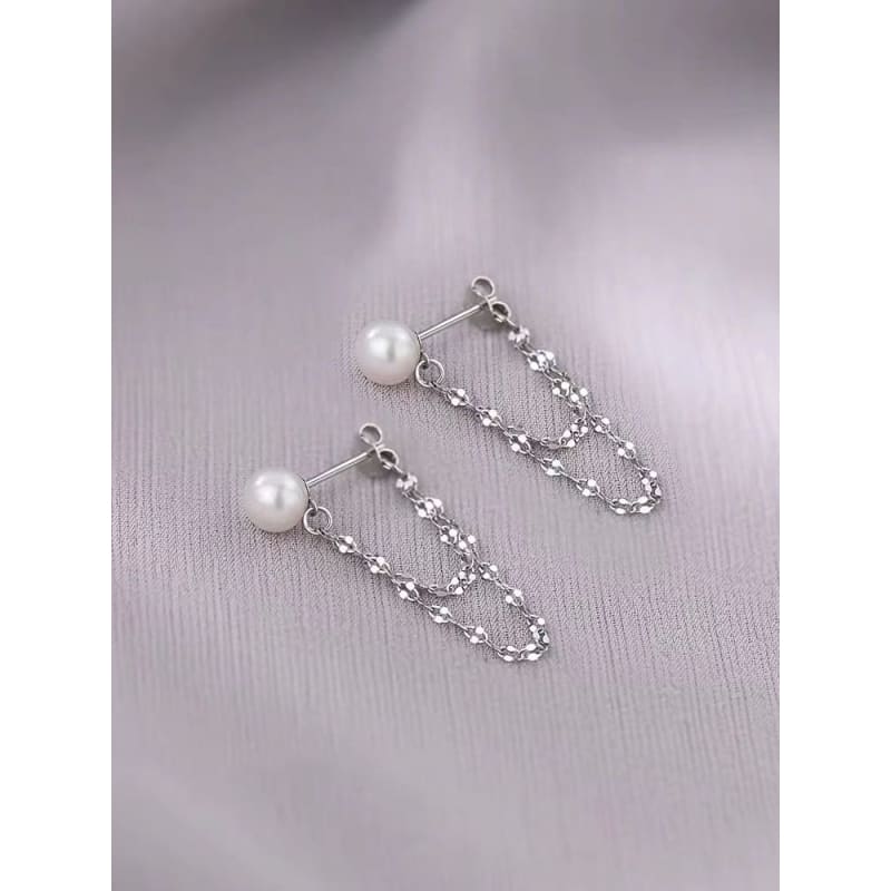 Faux Pearl Chain Alloy Dangle Earring