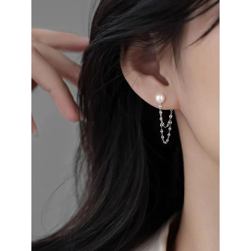 Faux Pearl Chain Alloy Dangle Earring