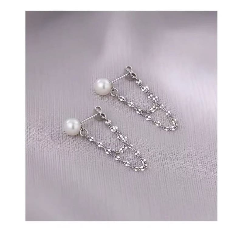 Faux Pearl Chain Alloy Dangle Earring