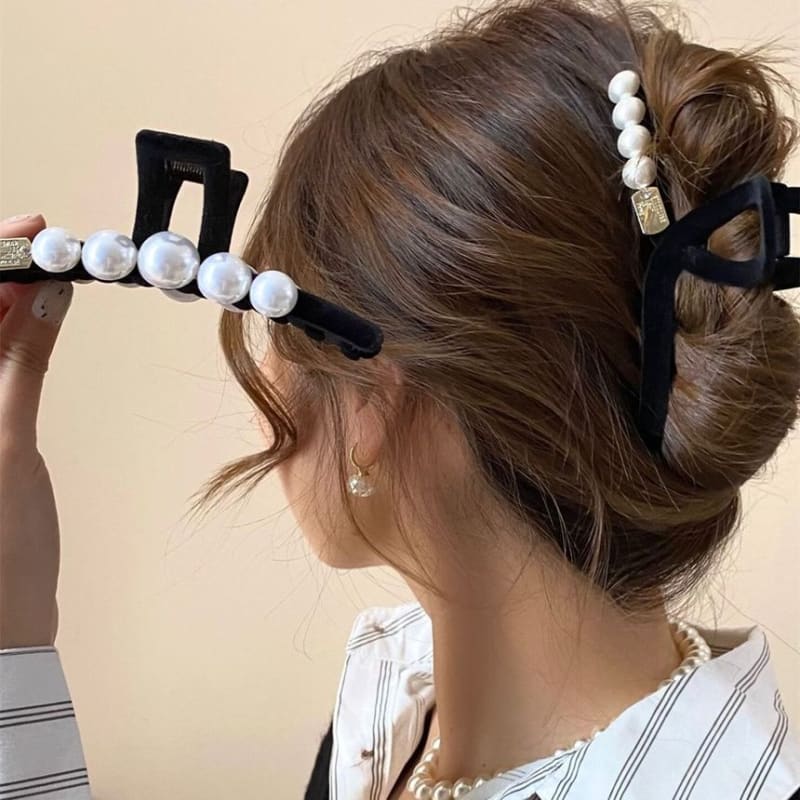 Faux Pearl Flocking Hair Clamp (Various Designs)