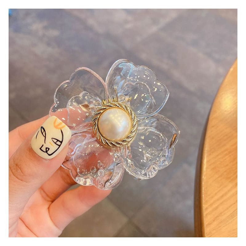 Faux Pearl Floral Hair Claw