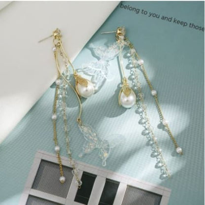 Faux Pearl Flower Drop Earring