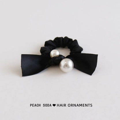 Faux Pearl Hair Tie - Faux Pearl - Black / One Size