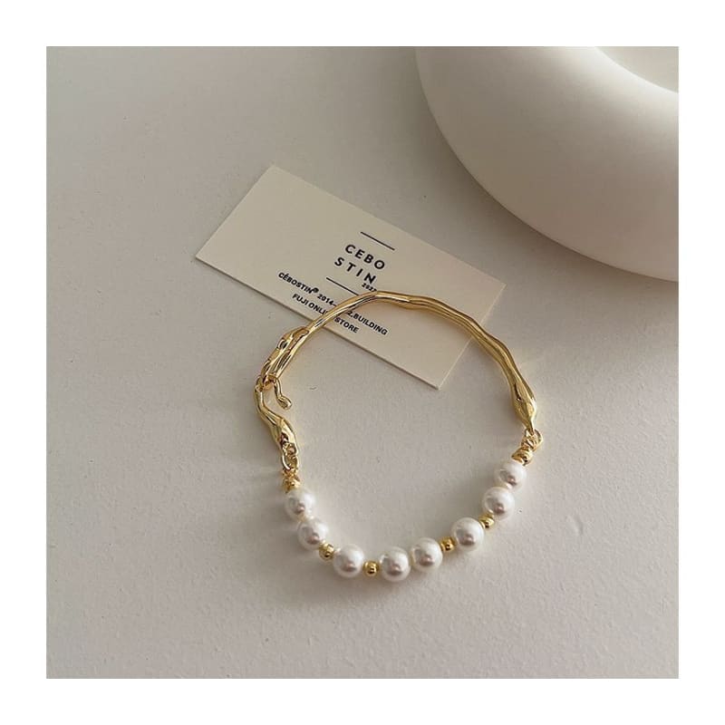 Faux Pearl Irregular Alloy Bracelet