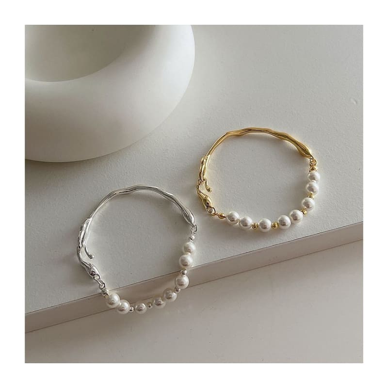 Faux Pearl Irregular Alloy Bracelet