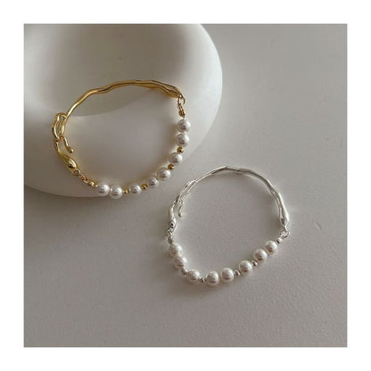 Faux Pearl Irregular Alloy Bracelet