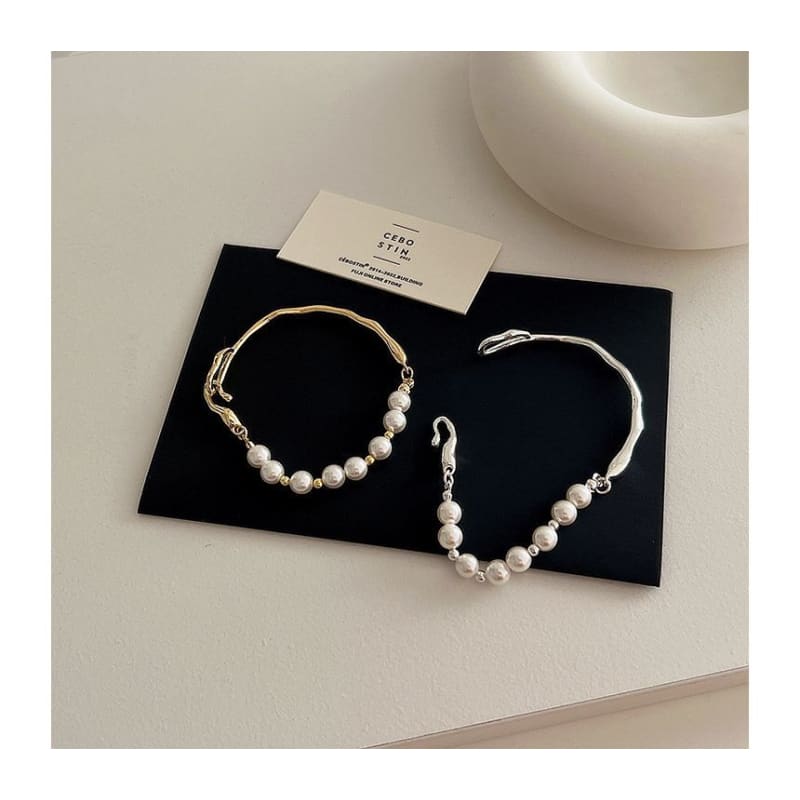 Faux Pearl Irregular Alloy Bracelet