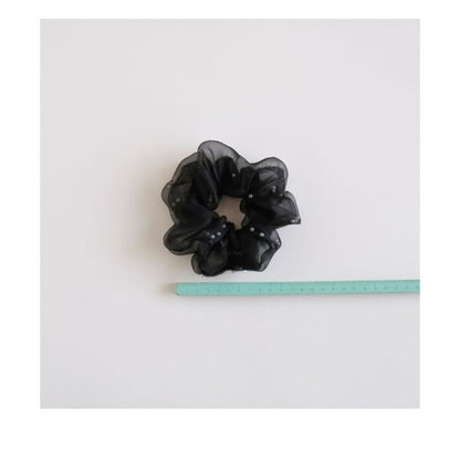 Faux Pearl Mesh Scrunchie