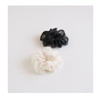 Faux Pearl Mesh Scrunchie