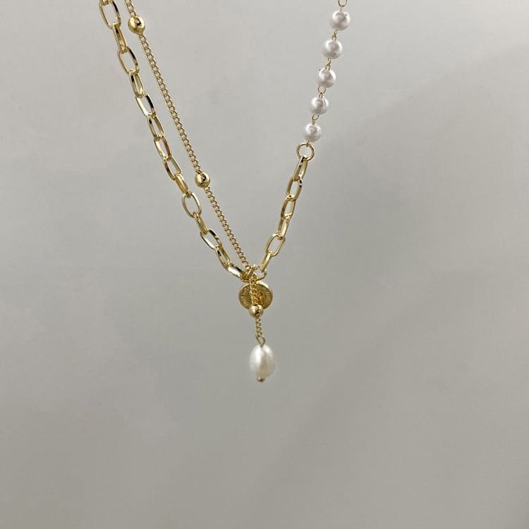 Faux Pearl Pendant Alloy Choker