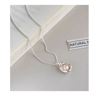 Faux Pearl Pendant S925 Sterling Silver Necklace