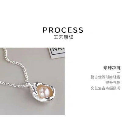 Faux Pearl Pendant S925 Sterling Silver Necklace