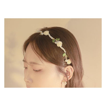 Faux Pearl Rose Headband